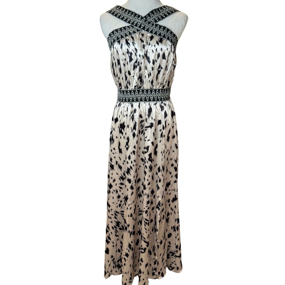 SHEIN | Black and Cream Patterned Midi Dress | Size M